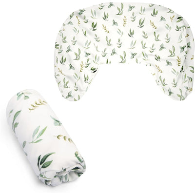 New Boppy Nursing Pillow Organic Cotton Cover- Green Leaves Image 1