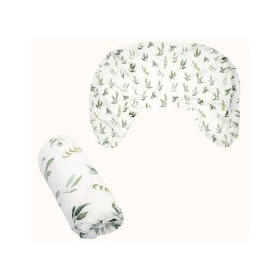 New Boppy Nursing Pillow Organic Cotton Cover- Green Leaves Image 1