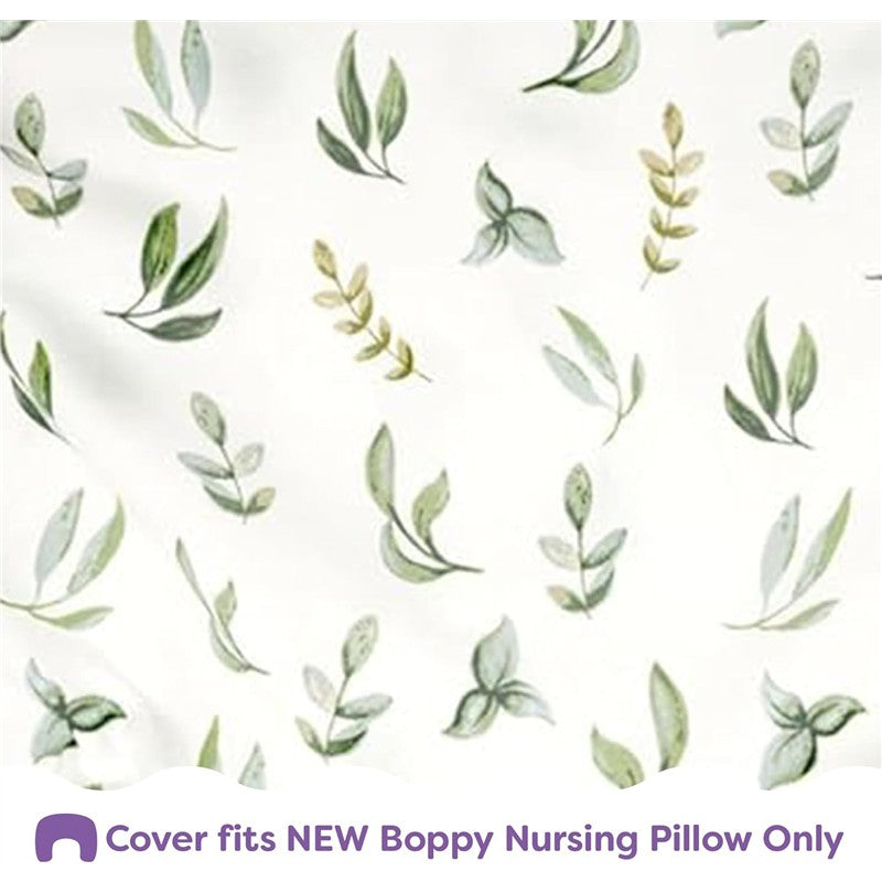 New Boppy Nursing Pillow Organic Cotton Cover- Green Leaves Image 4