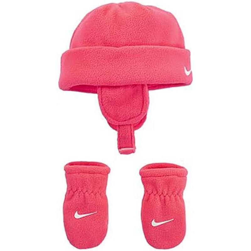 Nike - Baby Girl Swoosh Trapper Beanie & Glove Set, Pink, 12/24M Image 2