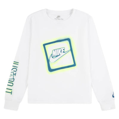 Nike Kids Long Sleeve T-Shirt, White Neon Image 1