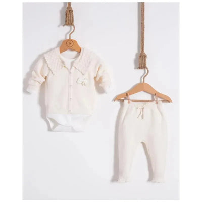 Nipperland - Baby Knitted Cream Outfit Set Image 1