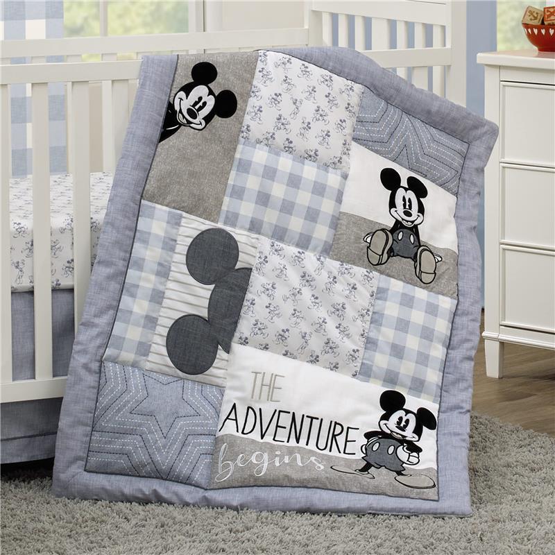NoJo 3Pk Disney Mickey Mouse Call Me Mickey The Adventure Begins Stars Nursery Crib Bedding Set