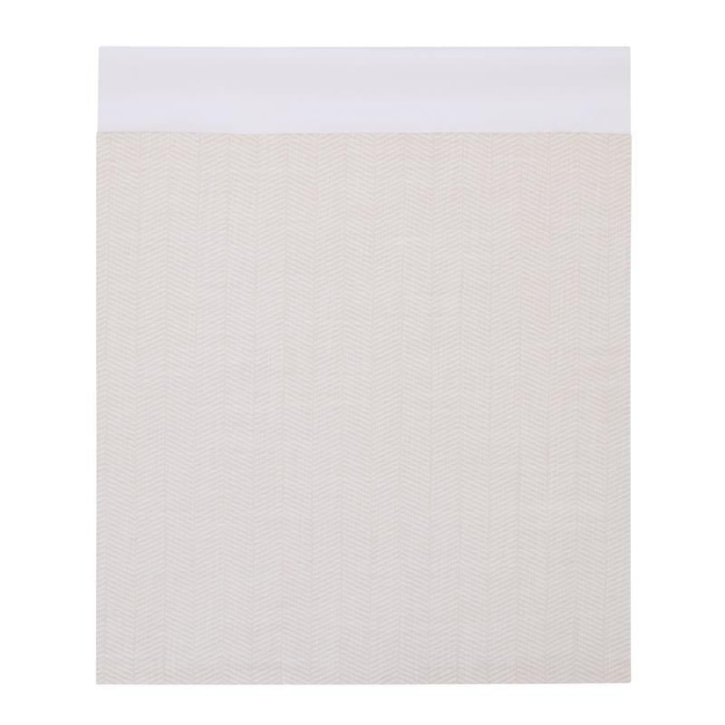 Crib sheet featuring a soft, light-colored herringbone pattern, part of the NoJo Mickey Mouse nursery bedding set.