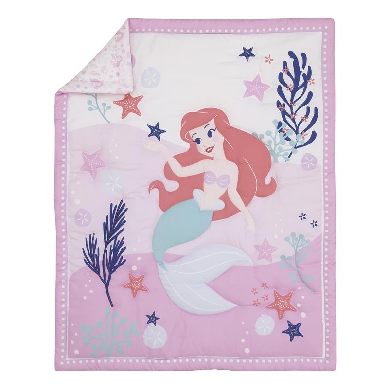 Nojo 3Pk Disney The Little Mermaid Ariel Cute Nursery Mini Crib Bedding Set