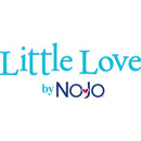 Little Love by Nojo logo, featuring turquoise text with a heart detail, promoting nursery bedding products.