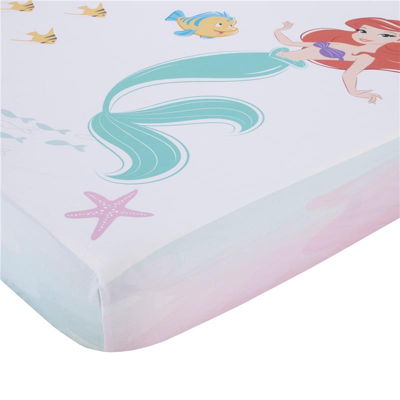 NoJo Disney Ariel Watercolor Wishes 100% Cotton Fitted Crib Sheet