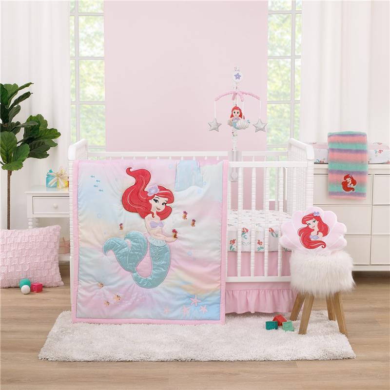 NoJo Disney Ariel Watercolor Wishes 100% Cotton Fitted Crib Sheet