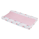 Watercolor Ariel-themed changing pad cover featuring pink center and colorful mermaid designs on edges.