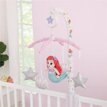 Disney Ariel musical mobile featuring a plush Ariel mermaid and silver star and shell decorations, designed for nursery use.