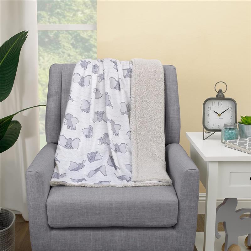 Nojo - Disney Dumbo White And Grey Super Soft Baby Blanket With Sherpa Back Image 4