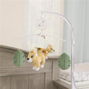 Plush musical mobile featuring Simba and green leaves, designed for nursery decoration and soothing infants.