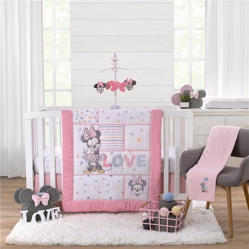NoJo Disney Minnie Mouse Lovely Little Lady Minnie Icon & Polka Dot Fitted Crib Sheet