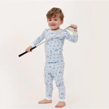 Noomie - Baby Boy Let's Golf Long Sleeve Pajama Set, Blue Image 2