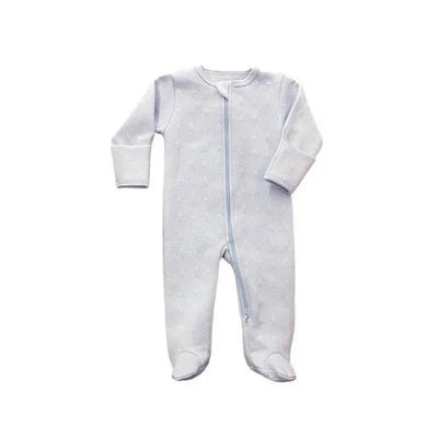 Noomie - Baby Boy Zipper Footie Light Blue Stars Jacquard Image 1