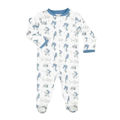 Noomie - Baby Boy Zipper Footie Surfing Sharks Image 1
