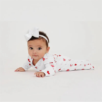 Noomie - Baby Cotton Zipper Footie Valentine Hearts Image 1