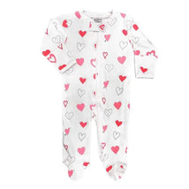 Noomie - Baby Cotton Zipper Footie Valentine Hearts Image 2