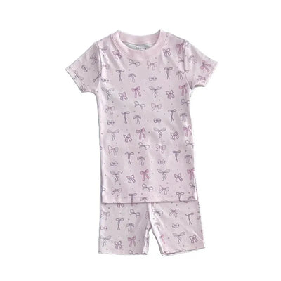 Noomie - Baby Girl Bows Short Sleeve Pajama Set Image 1