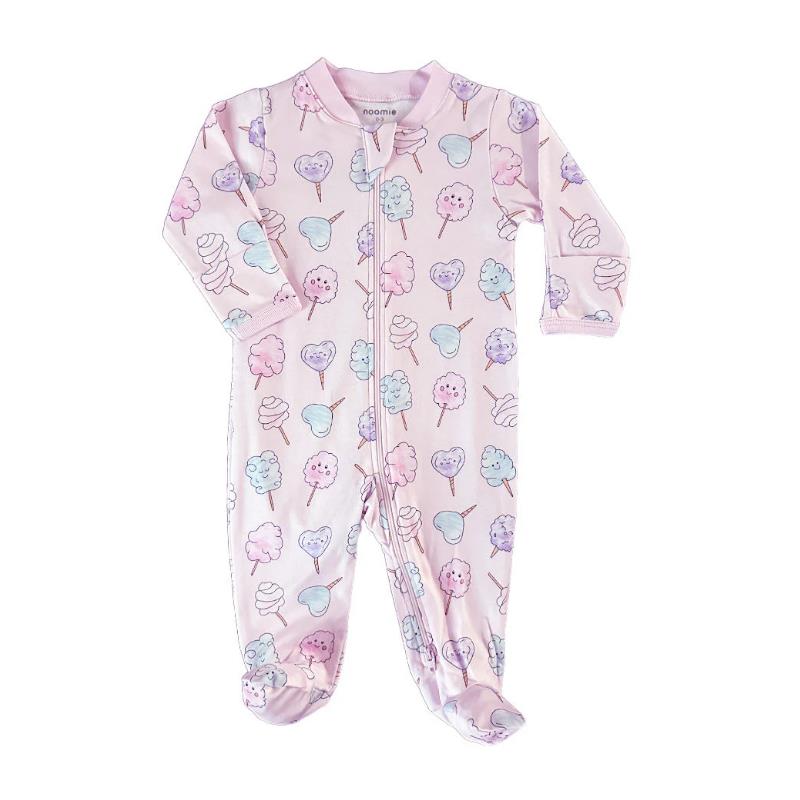 Noomie - Baby Girl Cotton Candy Zipper Footie Image 2