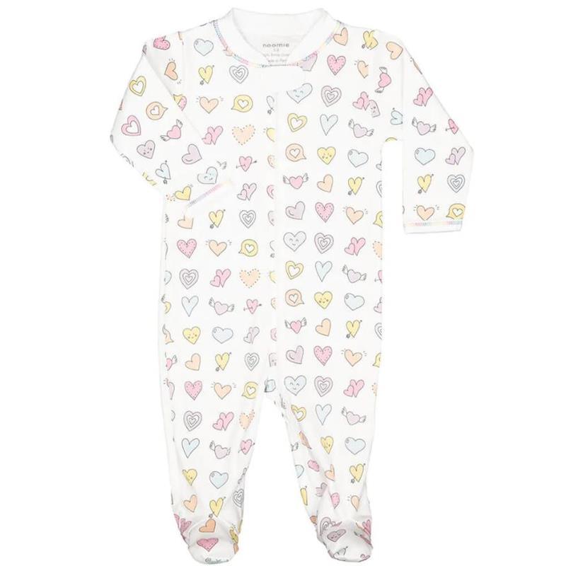 Noomie - Baby Zipper Footie Rainbow Hearts Image 1