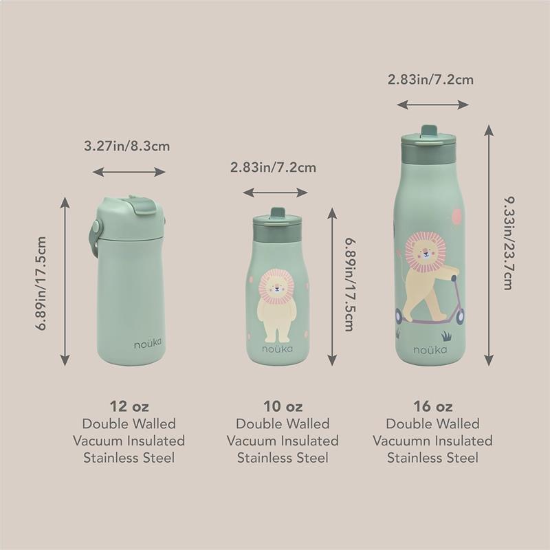 Nouka Insulated Stainless Steel Kids Water Bottle, Roary the Lion Image 5