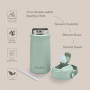 Nouka Kids Water Bottle with Silicone Spout and Silicone Straw, Moss Image 3