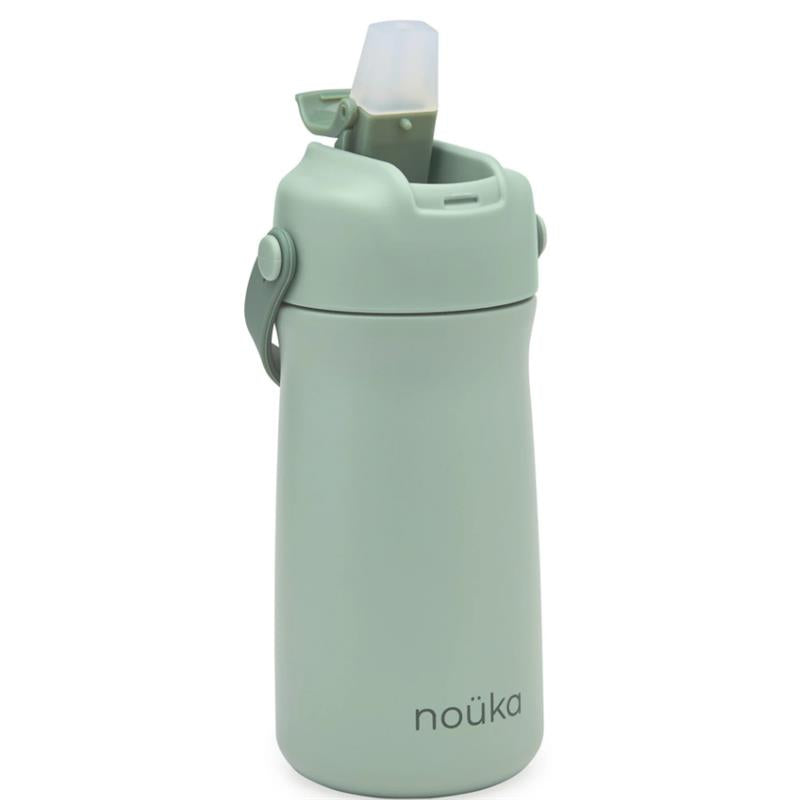 Nouka Kids Water Bottle with Silicone Spout and Silicone Straw, Moss Image 4