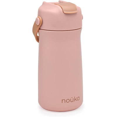 Nouka Kids Water Bottle with Silicone Spout and Silicone Straw, Soft Blush Image 1