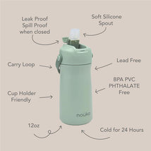 Nouka Kids Water Bottle with Silicone Spout and Silicone Straw, Soft Blush Image 2