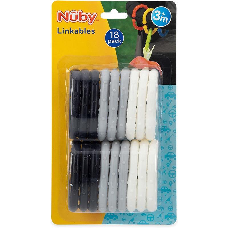 Nuby - 18Pk Linkables Teething Toys, Black/Grey/White Image 3