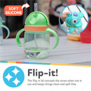 Nuby 1Pk Clik-It 360 Flip-It Cup With Thin Weighted Straw, Dino Image 2