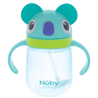 Nuby 1Pk Clik-It 360 Flip-It Cup With Thin Weighted Straw, Koala Image 1