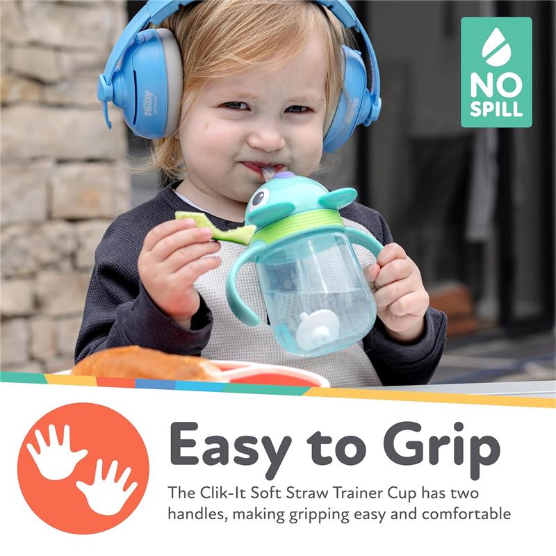 Nuby 1Pk Clik-It 360 Flip-It Cup With Thin Weighted Straw, Koala Image 5