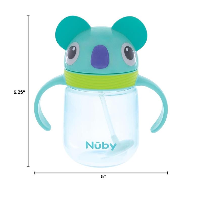 Nuby 1Pk Clik-It 360 Flip-It Cup With Thin Weighted Straw, Koala Image 7