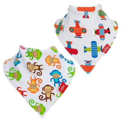 Nuby 2Pk Dribble Catcher Bandana Bibs, Super Absorbent Drool Bib With Soft Comfort Neckline, Boy Image 1