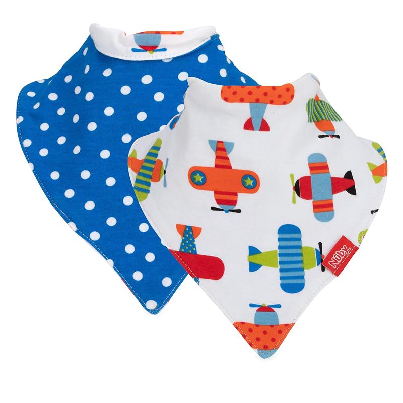 Nuby 2Pk Dribble Catcher Bandana Bibs, Super Absorbent Drool Bib With Soft Comfort Neckline, Boy Image 4