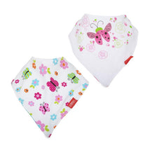 Nuby 2Pk Dribble Catcher Bandana Bibs, Super Absorbent Drool Bib With Soft Comfort Neckline, Girl Image 1