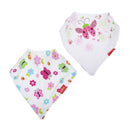 Nuby 2Pk Dribble Catcher Bandana Bibs, Super Absorbent Drool Bib With Soft Comfort Neckline, Girl Image 1