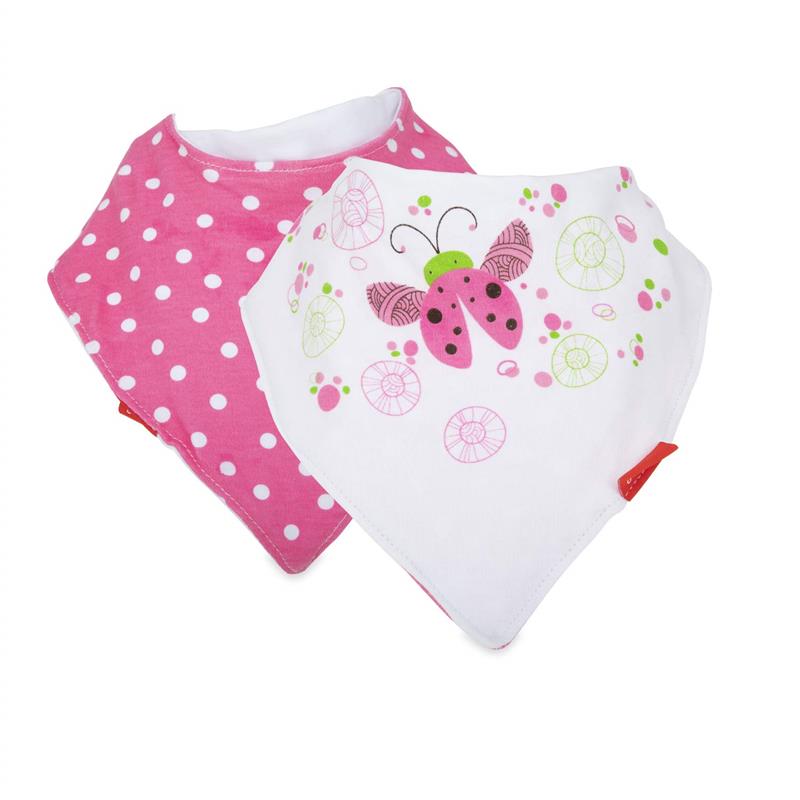 Nuby 2Pk Dribble Catcher Bandana Bibs, Super Absorbent Drool Bib With Soft Comfort Neckline, Girl Image 3