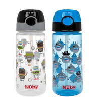 Nuby - 2Pk Kid’s Printed Flip-it Active Water Bottle 18M+, Prints May Vary Image 3