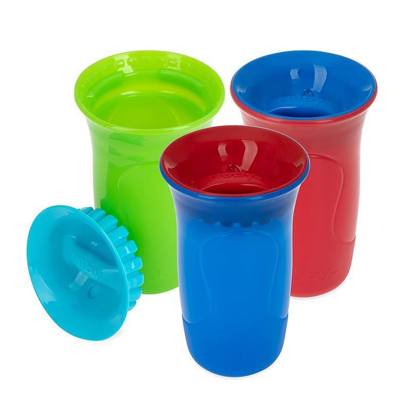 Nuby - 3 Pk Edge Cup 2 Part 360 Drinking Cup, Blue/Red/Green Image 2