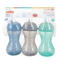 Nuby - 3Pk Clik-It Flexi-Straw Cup10Oz, Aqua/Grey/Blue Image 2