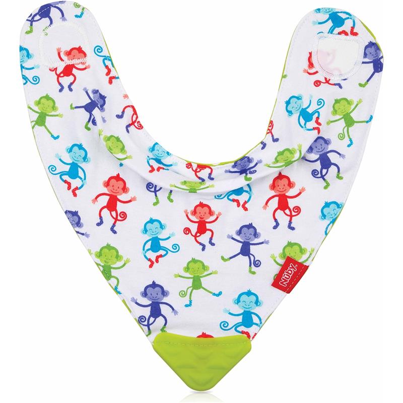 Nuby 1Pk Bandana Bib with Teether, Colors May Vary Image 3