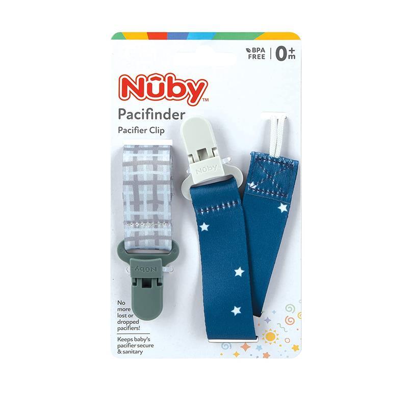 Nuby - Boy 2Pk Printed Fabric Pacifier Clip Holder With Plastic Clip