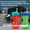 Nuby Clik-It Flexi Straw Cups, 10 oz, 3-pack in boy colors; features clickable lids and flexible straws for easy drinking.