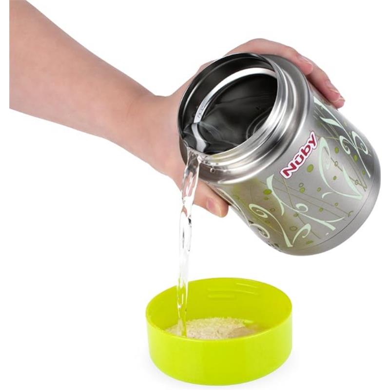 Nuby First Solids Stainless Steel Thermos with Spoon 15 Oz, Green Image 3