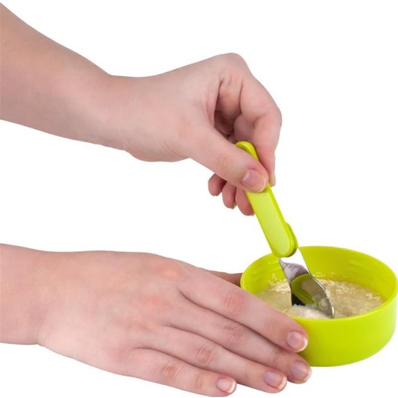 Nuby First Solids Stainless Steel Thermos with Spoon 15 Oz, Green Image 4