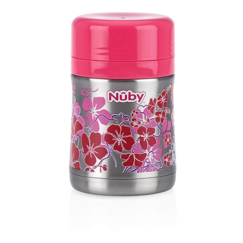 Nuby First Solids Stainless Steel Thermos with Spoon 15 Oz, Pink Image 3