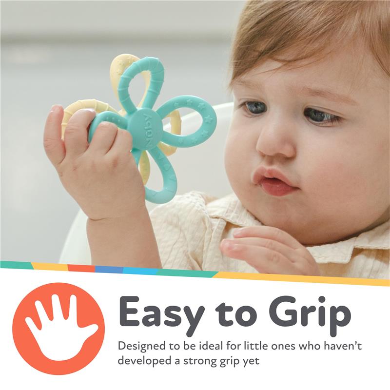 Nuby - Fun Loops Teether Flower Shaped Infant Teething Toy for Babies, Blue & Aqua Image 3